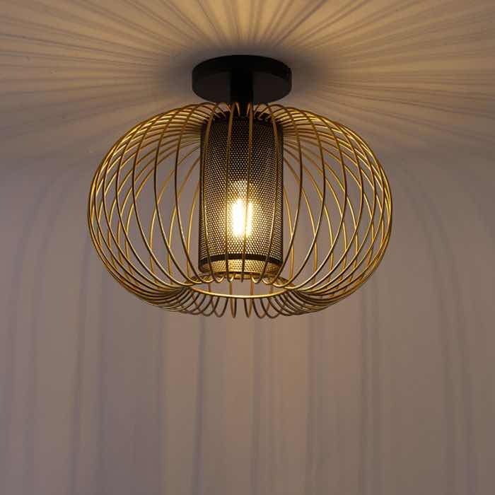 Pessimist Bestuiven zeemijl Design plafond lamp goud en zwart | Pauline's woonwinkel